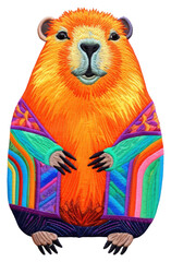 Sticker - PNG Capybara clothing mammal animal.