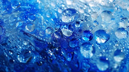 Wall Mural - Gradients of sapphire and cobalt with sparkling water droplets suggest tranquility