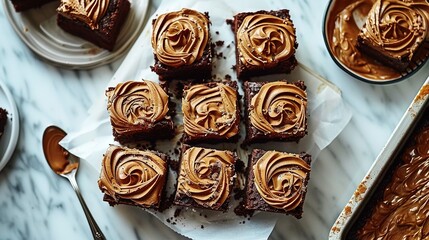 Sticker - a table with brownies and peanut butter frosting