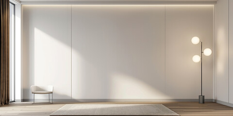 Wall Mural - White wall background with subtle light and copy space, wall background concept
