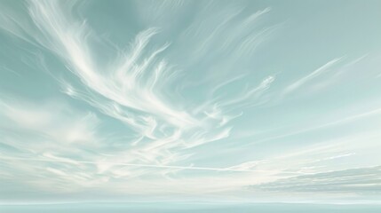 Canvas Print - Wispy clouds against pale blue sky ethereal lightness