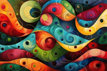 Poster - vibrant abstract art featuring swirling colorful patterns and shapes, creating an energetic and dyna