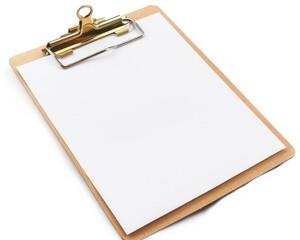 Clipboard White Background. Angled Clipboard with Copy Space on Corporate Background