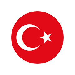 Wall Mural - Round Turkey flag icon