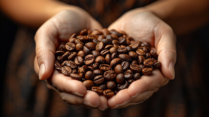 Wall Mural - coffee beans in hands