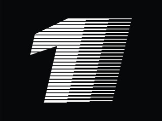 Aufkleber - Number 1 with Abstract Line Pattern