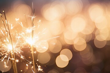 Closeup Glitter of Sparklers Amidst Bokeh Elegance