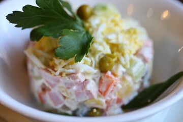 Poster - Close up of a bowl of food on a table, suitable for food and dining concepts.