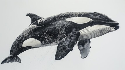Wall Mural - A Killer Whale against a white backdrop