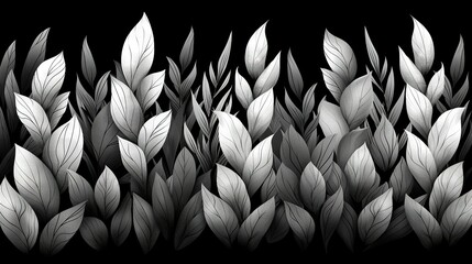 Canvas Print -  B&W photo of leaf cluster on dark bg w/text placement in center