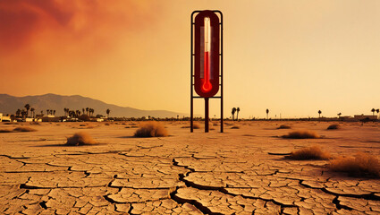 Wall Mural - climate change high temperatures dry land heat wave