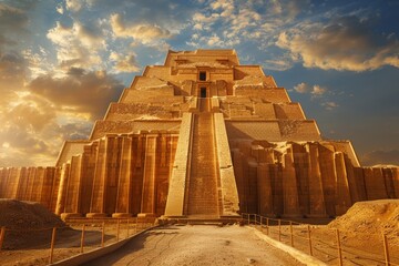 Ancient city of Ashur, showcasing its grand ziggurat and ancient relics 