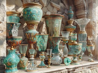 Wall Mural - Phoenician glassware, with detailed craftsmanship and cultural importance 