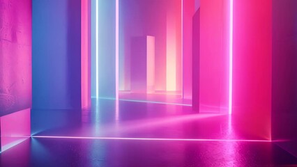 Poster - Abstract background with neon colors and geometric shapes reminiscent of the 80s.