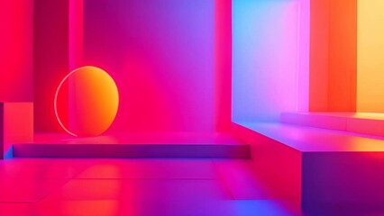 Poster - Abstract background with neon colors and geometric shapes reminiscent of the 80s.