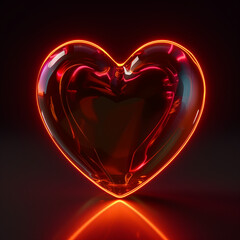 Wall Mural - A glowing neon heart symbolizes love and modern design, creating a vibrant and captivating visual representation of emotion and technology