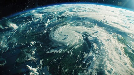 Wall Mural - Hurricane as seen from space Satellite view cloud formation on earth.