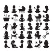 © MSTMIM - Set of Babies Silhouette, Child Bundle vector illustration