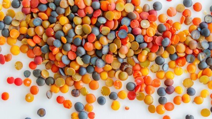 Wall Mural - Vibrant lentils against a white backdrop