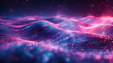 Wall Mural - Abstract Wavy Background with Glowing Lights