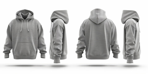 Wall Mural - Light Grey Hoodie With Drawstring Hood And Front Kangaroo Pocket Displayed