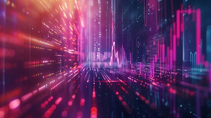 An abstract technology background with a digital raise arrow chart, showcasing the intersection of technology and finance in the era of digital transformation.