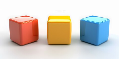 Wall Mural - Three Glossy Cubes In Red Yellow Blue