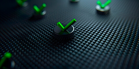 Poster - Small green check marks on dark background