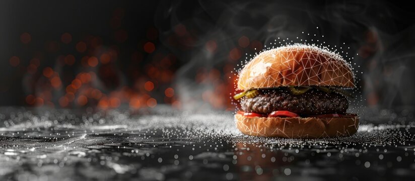 Juicy Burger with Smoke and Bokeh