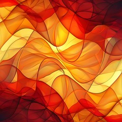 Poster - Abstract red orange yellow waves background