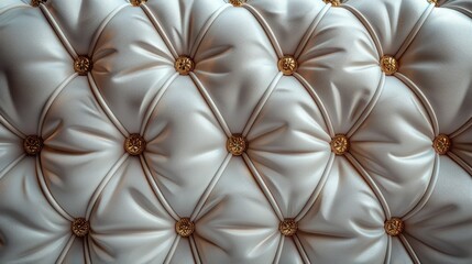 Sticker - White leather upholstery with golden buttons forming a luxurious pattern