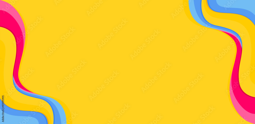 yellow abstract background design with wave frame shape with empty ...