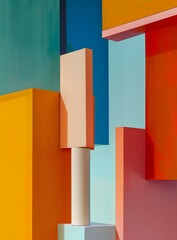 Poster - Colorful 3D geometric shapes composition