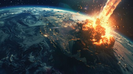 Wall Mural - View of Massive Nuclear Explosion as seen from Space. Generative ai