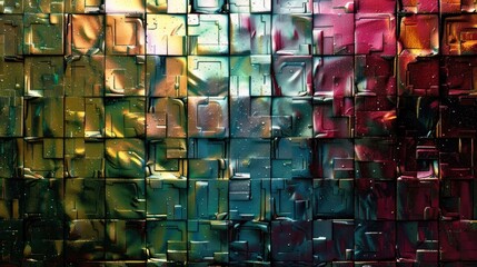 Poster - Reflective multicolored abstract background with glossy mosaic design