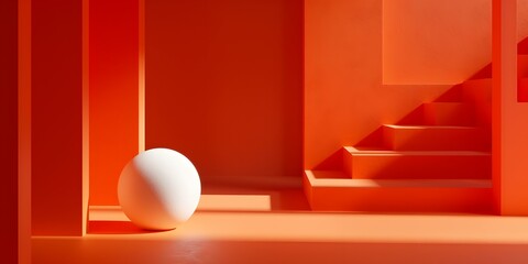 Poster - White sphere in orange room