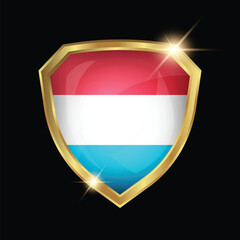 Wall Mural - Luxembourg Flag Golden Shield Logo