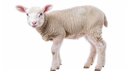 Wall Mural - Close up photograph of a full body lamb isolated on a solid white background. isolated on a solid white background. Illustrations