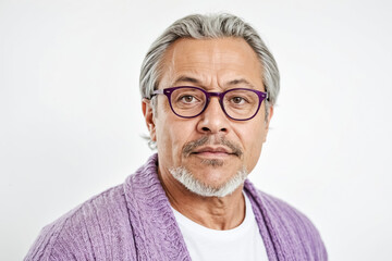 Canvas Print - Portrait of a thoughtful mature man with grey hair and beard wearing glasses