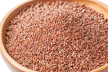 Wall Mural - Red Rice Seeds in a Wooden Bowl