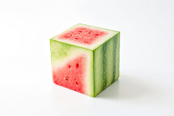 Wall Mural - Cube of Watermelon on White Background