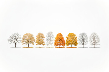 A Row of Trees Showcasing the Cycle of Seasons