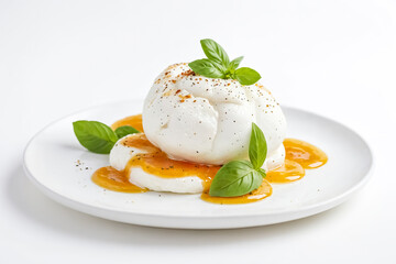 Wall Mural - Burrata with Apricot Sauce and Basil