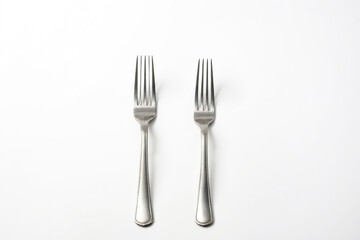 Wall Mural - Two Silver Forks on White Background