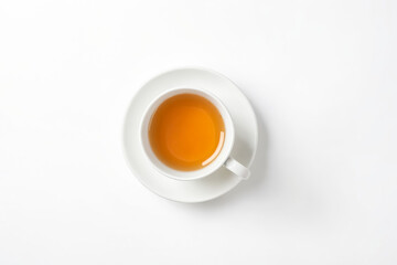 Sticker - Top View of a Cup of Tea on a White Background