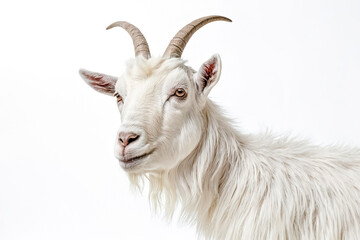 Wall Mural - Portrait of a White Goat with Horns