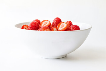 Wall Mural - Fresh Strawberries in a White Bowl