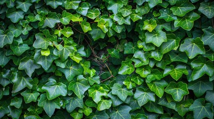 Ivy of heart shape creates a natural horizontal wall