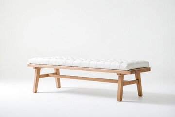 Poster - Wooden Bench with White Upholstery