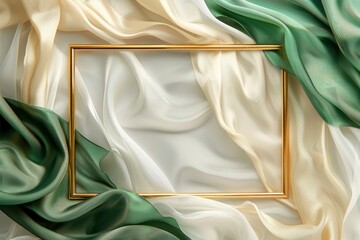 Wall Mural - Golden rectangular frame on an abstract background - generative ai